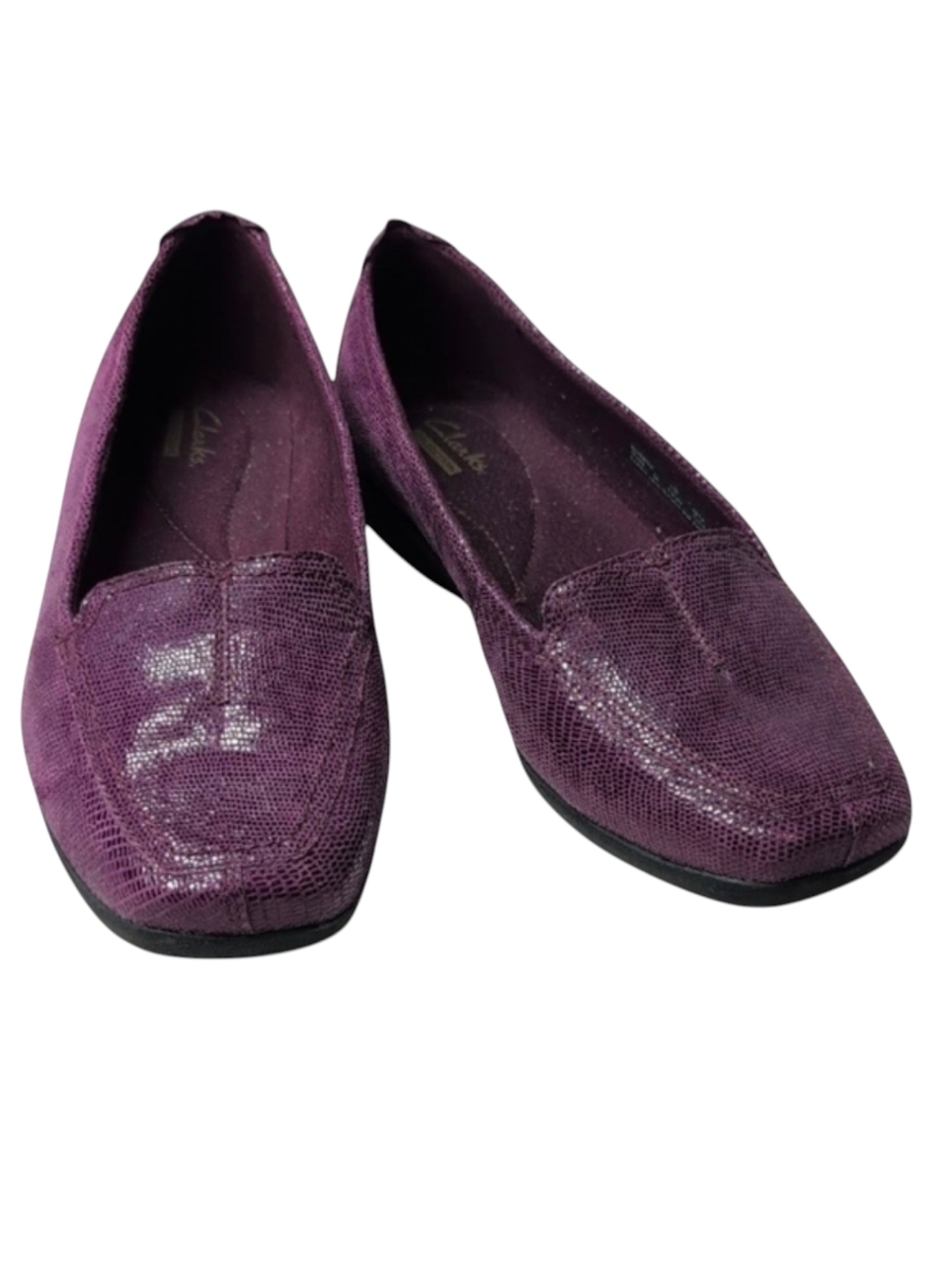 Clarks Haydn Gloss Slip-On Comfort Loafers Plum Colored Size 7W